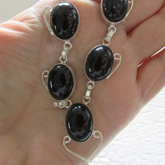 Black Onyx Silver Necklace - NEW - Picture 7 of 7